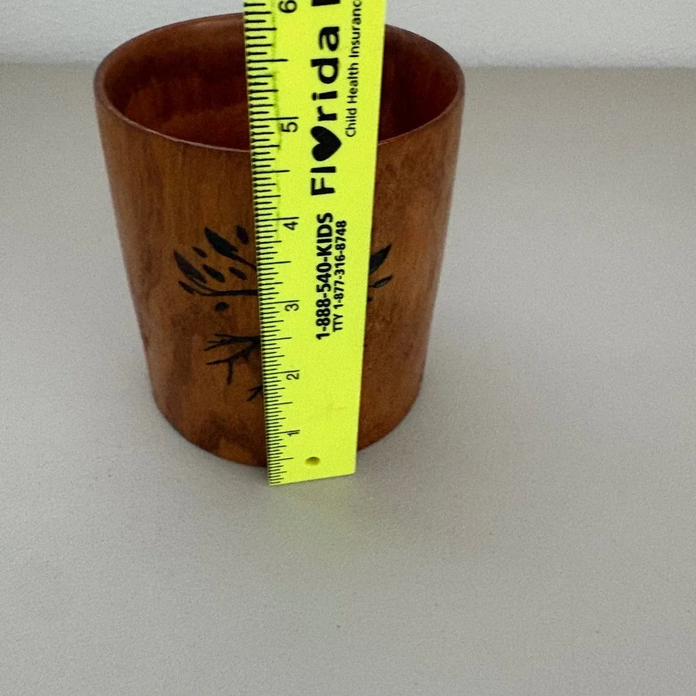 Handmade Wood Burned Tree of Life &‎ Green Man Wooden Cup Vessel 4.5